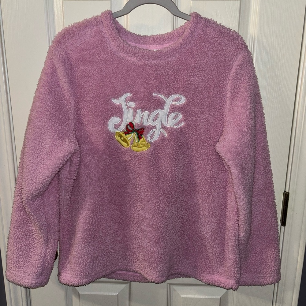 Holiday Time Pink Jingle Fleece Sweater Size M Worn Once